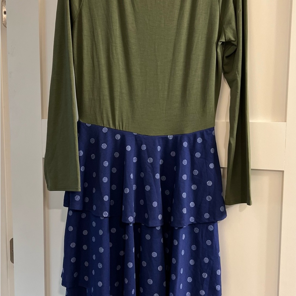 LuLaRoe Georgia Olive and Navy Polka Dot NWOT